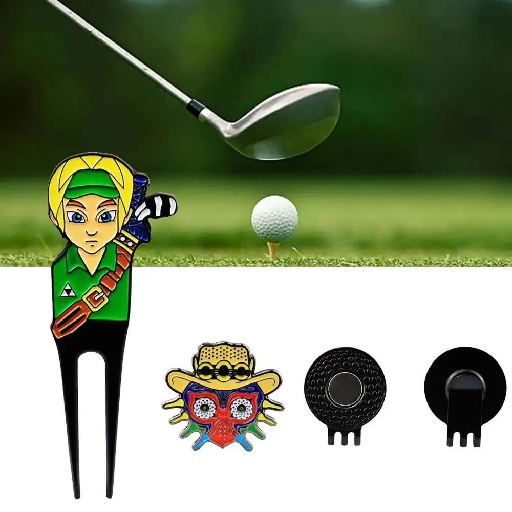 Ball Position Mark Golf Accessories Ball Marker Golf Hat Clip Golf Divot Repair Tool Pitchfork Golf Divot Tool Golf Green Fork