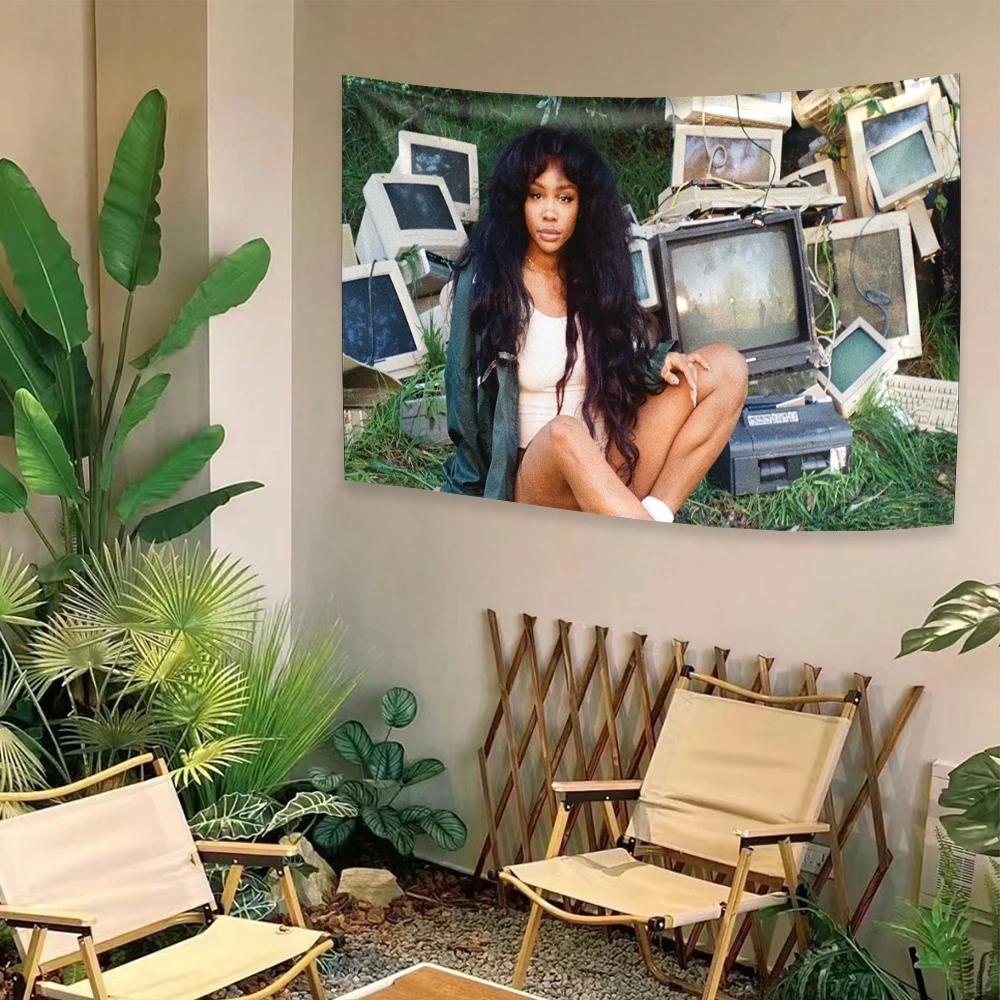 Singer Sza Music Album Cover Tapestry Poster Wall Art Room Sofa College Dorm Decore Background Cloth Flags Bedroom Home Decor