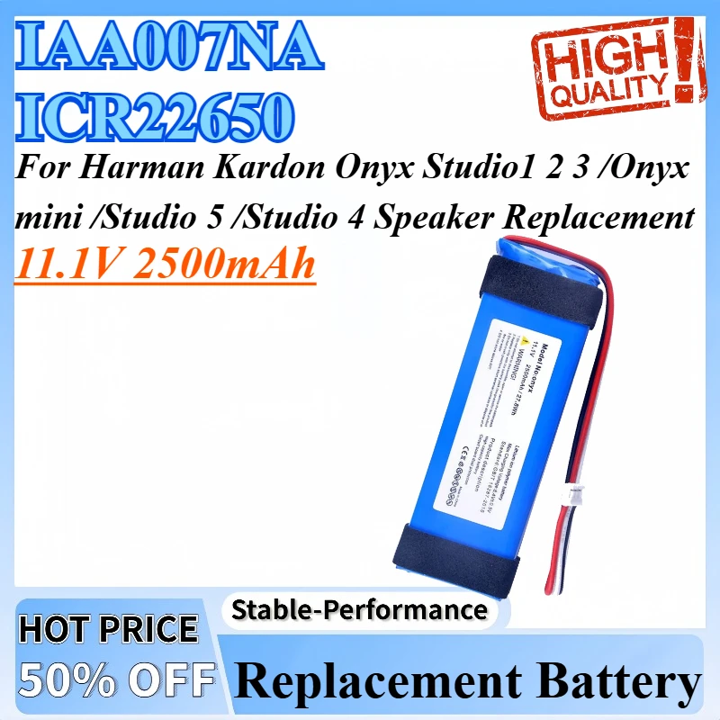 

11.1V 2500mAh Replacement Battery IAA007NA ICR22650 For Harman Kardon Onyx Speaker Replacement Battery High Quality