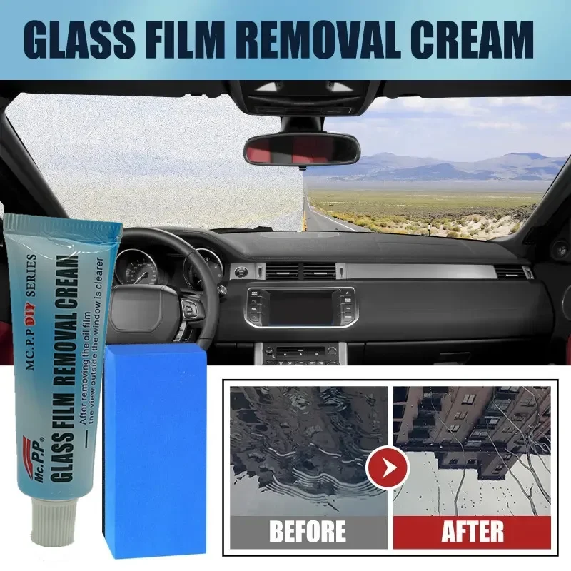 Car Glass Oil Film Removal Paste, Front Windshield Cleaner Decontamination Oil Film Removal Water Spot-Remover For All Cars