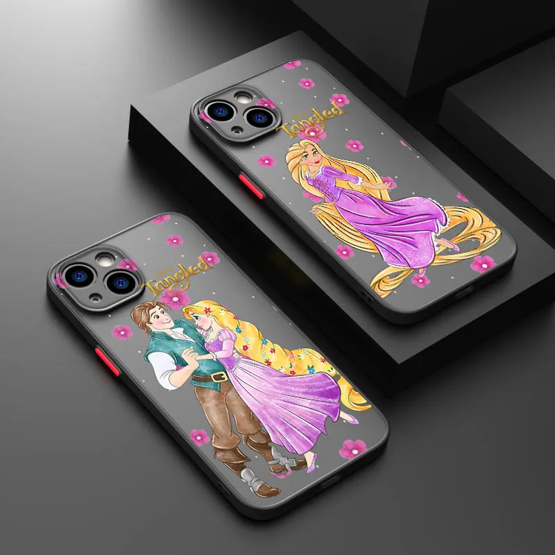 Tangled Rapunzel Anime For iPhone 15 14 13 12 11 Pro Max XS Max X XR 7 8 Plus 6S Frosted Translucent Funda Phone Case