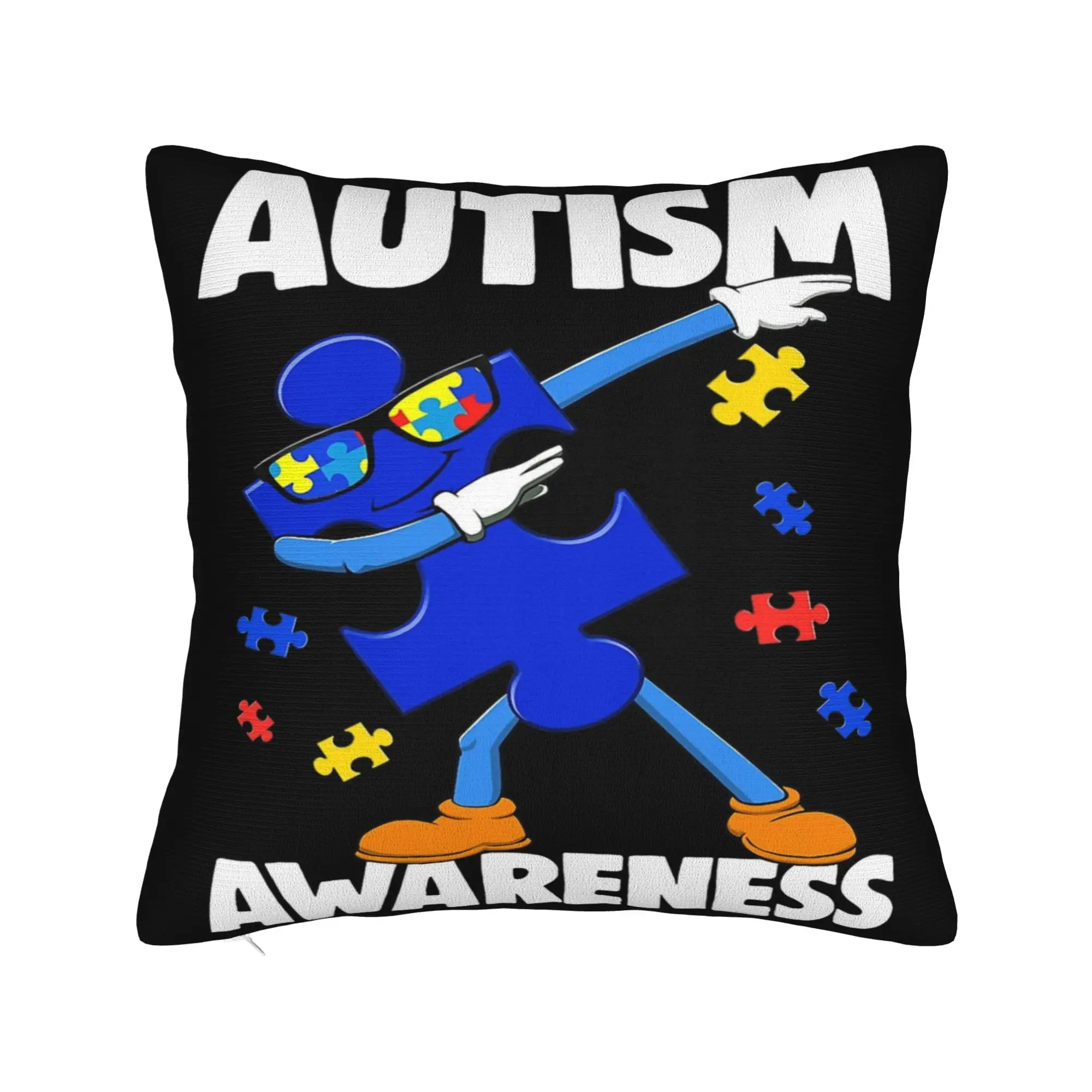 Decorative Pillowcases Dabbing Puzzle Autism Awareness Merchandise Chair  Pillow Case Cover Square Multi-Size