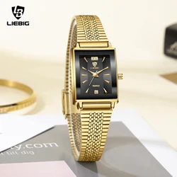 LIEBIG Simple Luxury Quartz Wristwatches Fashion Automatic Women's Watches Elegant Stainless Steel Strap Time Watch Reloj Mujer