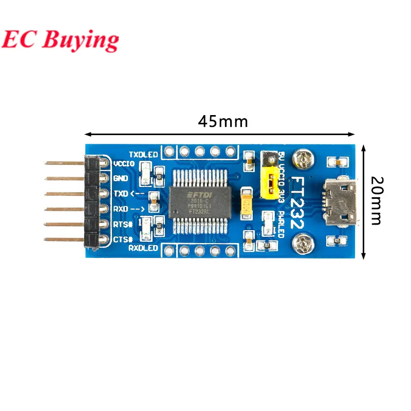 FT232RL industrial USB to TTL Serial Communication 3.3V 5V Module UART Converter 300bps-3Mbps Multi-system Compatible with Win7