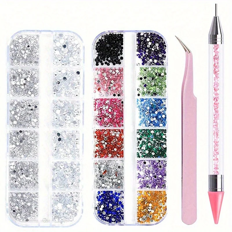 Strass Multi-Size para Nails Art, Decorações de Cristal 3D, Glitter Gem, Nail Supplies, Acessórios DIY, 4pcs