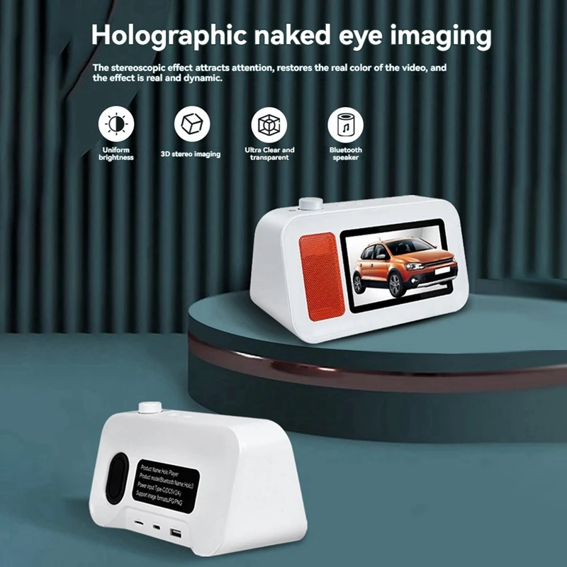 3D HolographicPlayer Bluetooth5.2 HIFI Speaker Dynamic Floating Lyrics 3D Dynamic Stereo Imaging 3D Advertising Player B-TCES