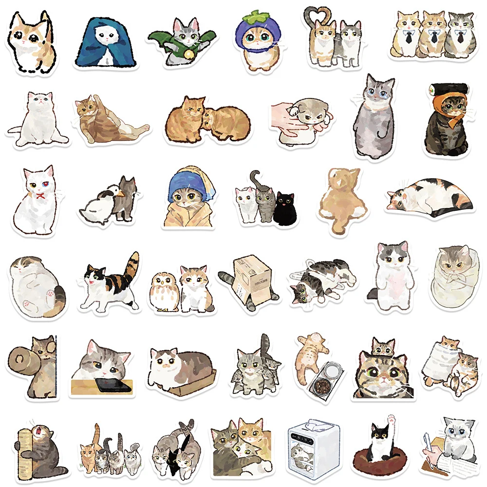 10/30/77pcs Cute Cat Graffiti Stickers DIY Stationery Phone Case Laptop Fridge Guitar Waterproof Kawaii Animal Decoration Decals