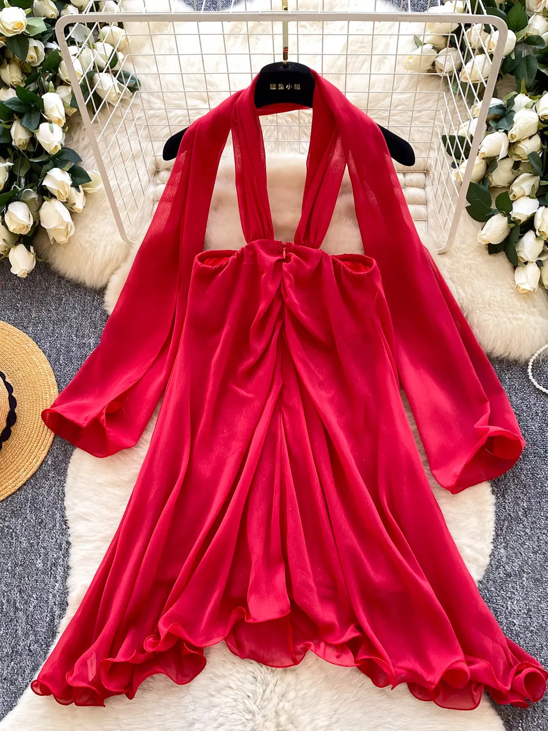 Frauen Kleid Koreanischen Stil Off-Schulter Ärmelloses Verband Kleid Krawatte Slim Fit Gesmokt Midi Kleid für Sommer Urlaub Weibliche DS301