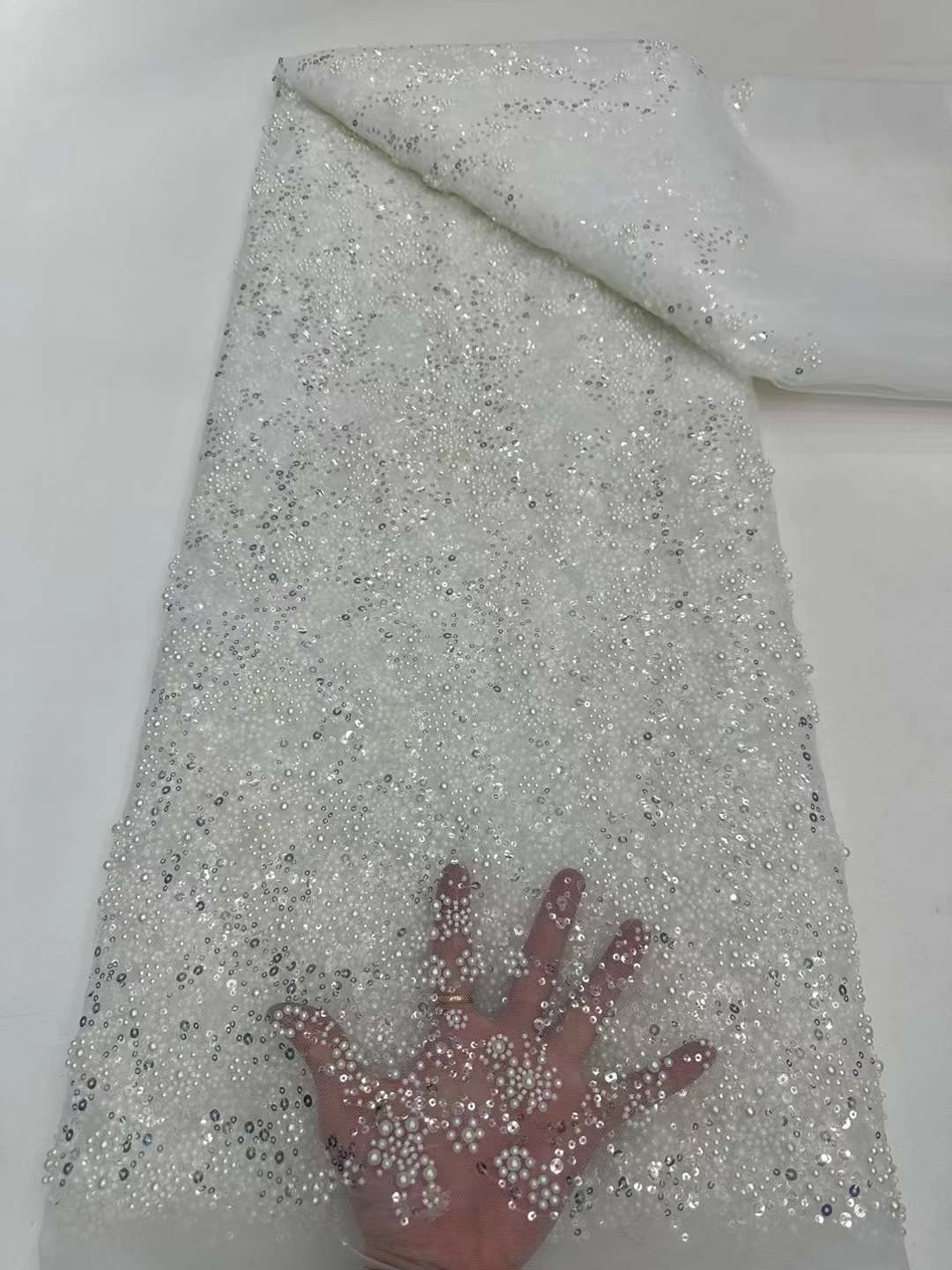 럭셔리 아프리카 스팽글 비즈 레이스 원단 2025 고품질 레이스 5야드 핑크 프랑스 레이스 원단 나이지리아 레이스 원단 파티