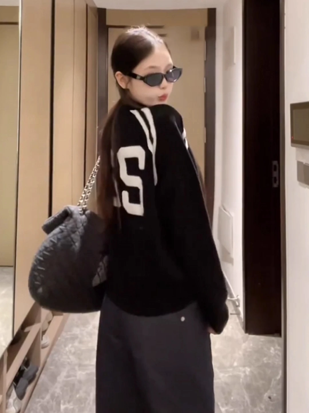 

Bla Ba Letter Knitted Sweater Coat Women's Loose Sle Long Sve Warm Top Autumn Winter New Arrival Casual Faion