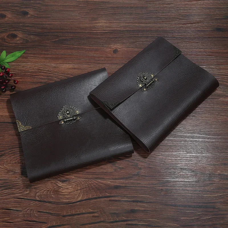 Leather Lock Wedding Guest Book/Black Scrapbook Album Gift Set/400gsm Leather Photo Album Book baby Large Capacity