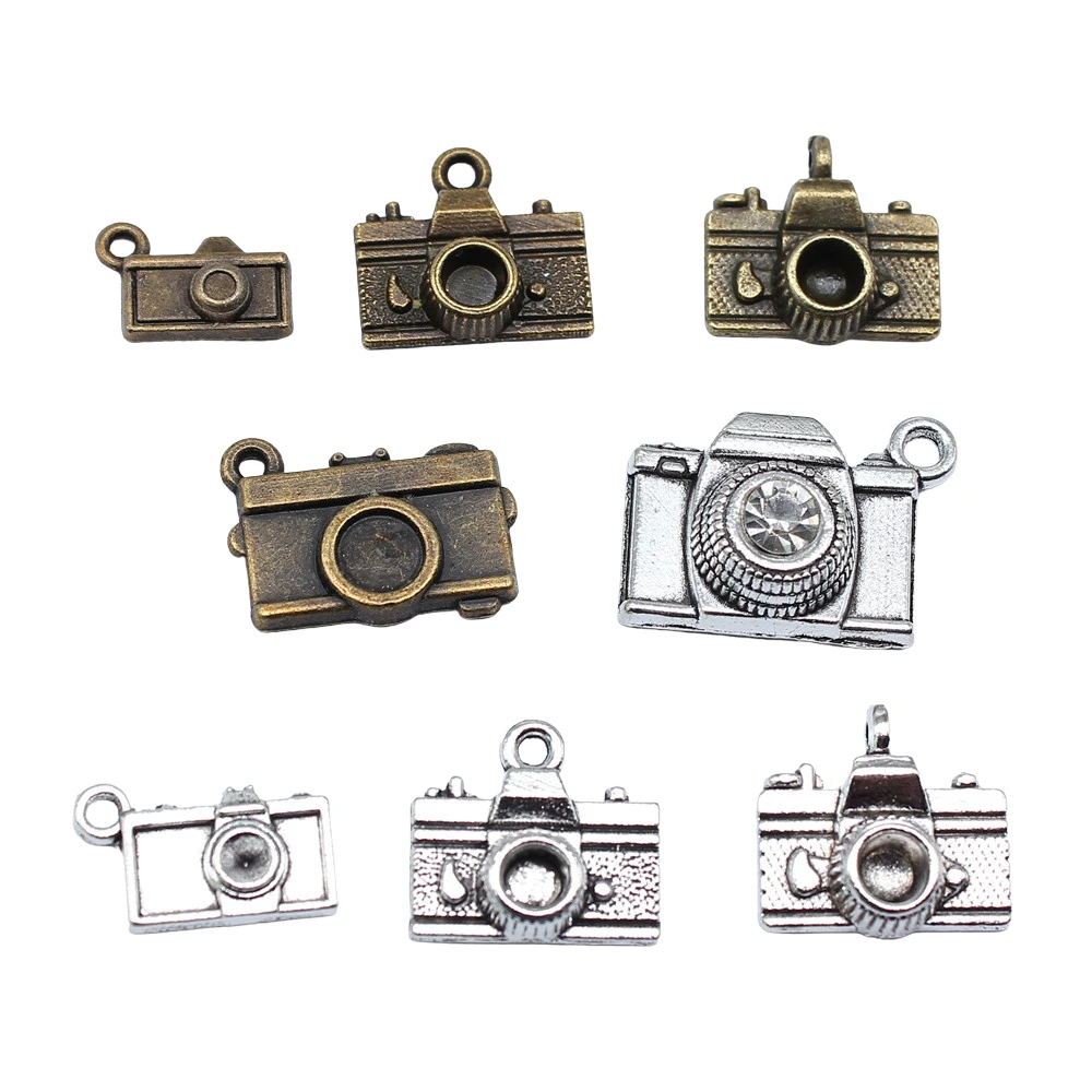 10pcs Camera Charms For Jewelry Making Tibetan Bronze Silver Color Pendants Antique Jewelry Making DIY Handmade Craft