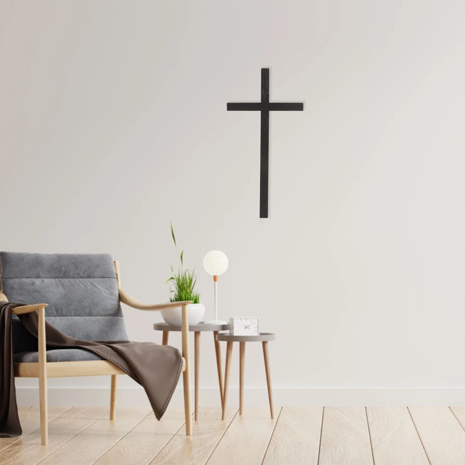 

Wooden Cross Wall Decor Black Craft Catholic Religious Ornament Pendant Office DIY Retro Chic