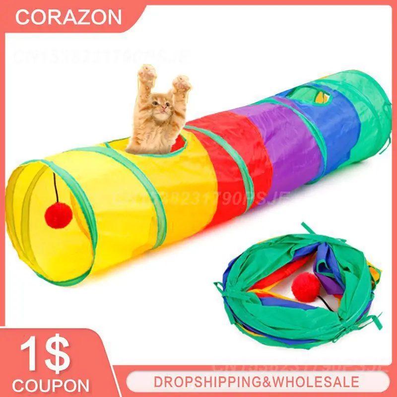 Cat Tunnel Interactive Multifunctional Peek Hole Toy For Small Pets Collapsible Cat Tunnel Tube Must-have Indoor Entertaining