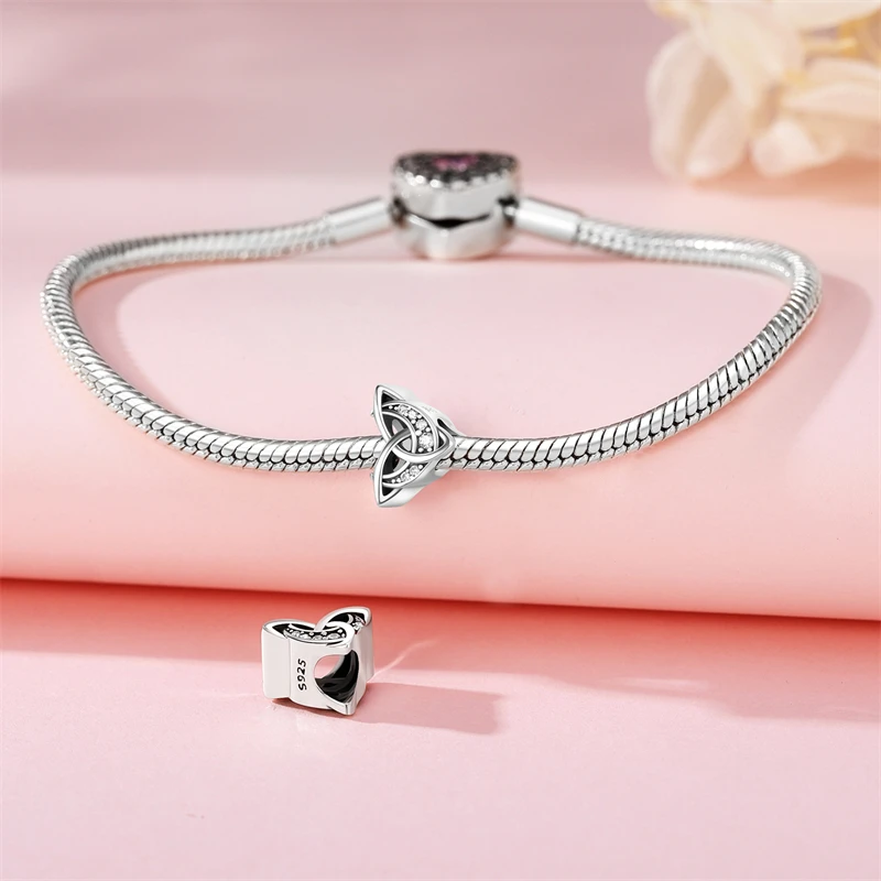 2023 Lucky Symbol Real 925 Sterling Silver Charms Inlay Zircon Beads Fit Original Pandora Bracelet Jewelry Making Diy Gift