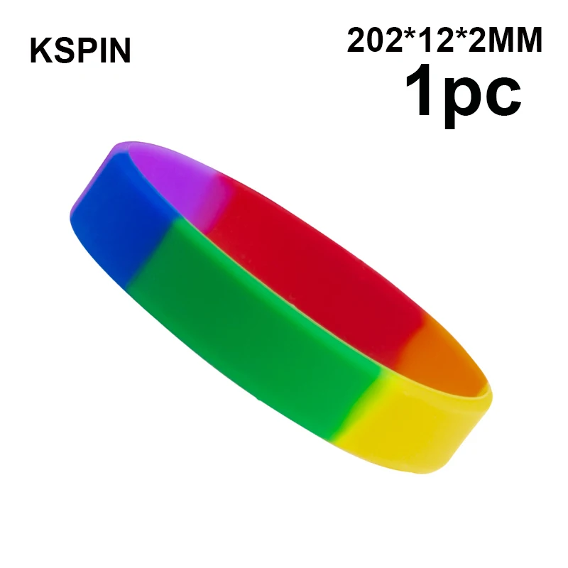 

1pc Rainbow LGBT Pride Rainbow Pansexual Asexual Genderqueer Bisexual Wristband Jewelry Silicone Bracelet