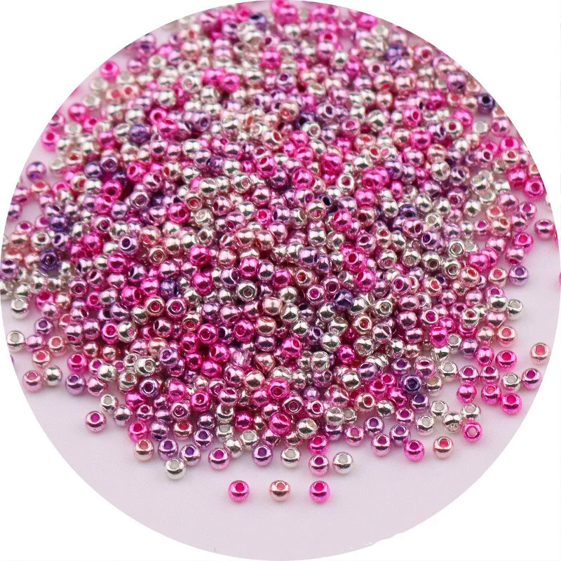 2022New1000cps2mm electroplated rice beads, uniform 11/0 metallic glass beads, DIY handmade beads loose beads