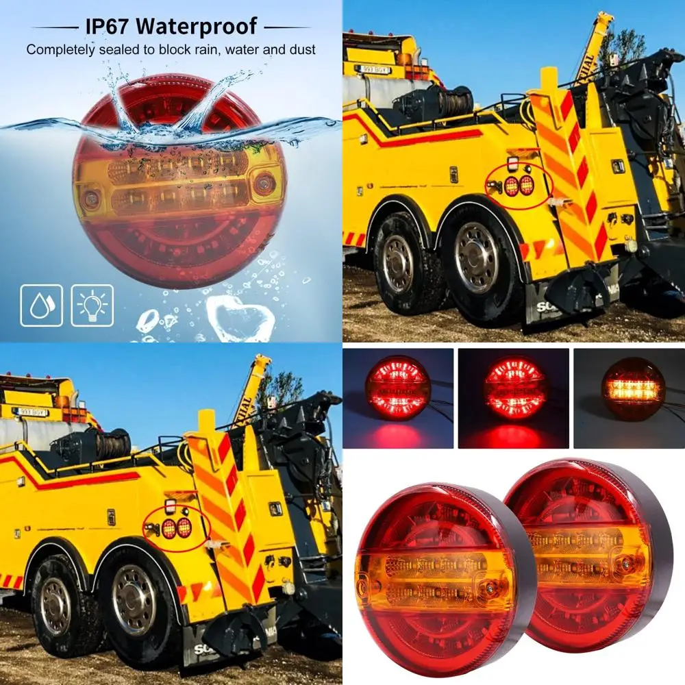 

5 Inch Waterproof LED Round Brake Light for Trailers, Trucks, and Caravans - 12V/24V