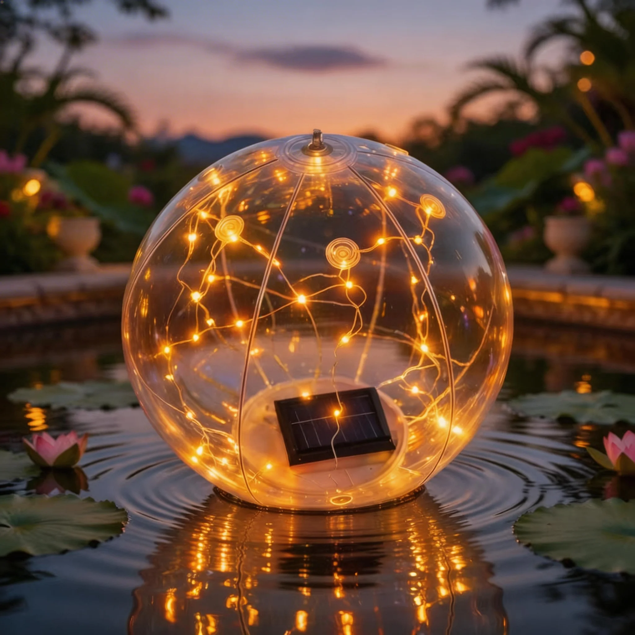 1 pc Solar- Floating Lights with Inflator - 35.56cm13.9in Inflatable PVC Solar Ball Lights1 pc Solar- Floating Lights