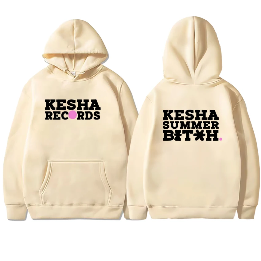 Fashion Kesha Records Graphic Double Sided Printed Hoodie Men Women Long sleeve Pullover Autumn Winter Fleece Unisex Sweatshirts