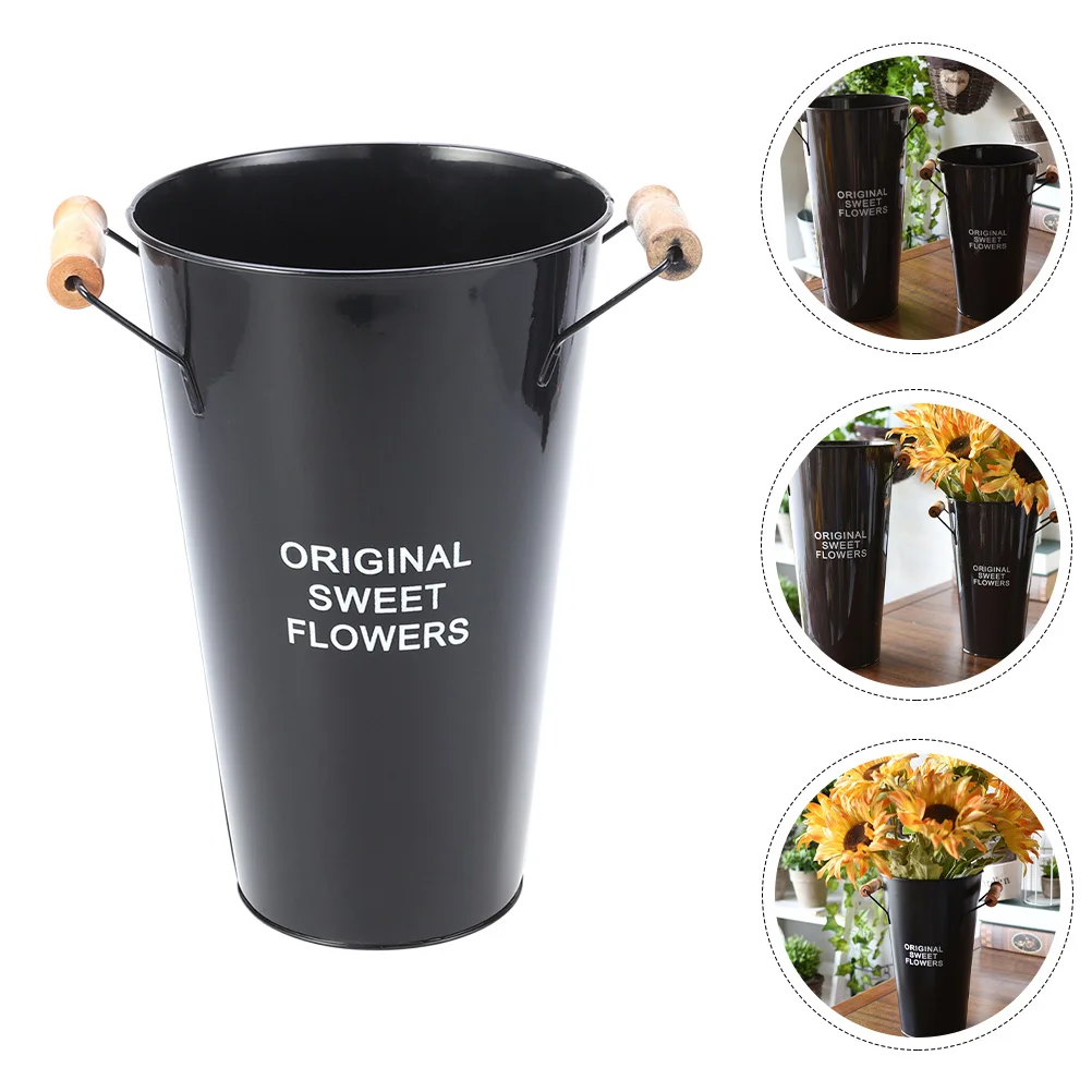 Weißblech Vintage Blumeneimer Mehrzweck Blumenkunst Vase Home Office Garten Dekorativer Blumenhalter Weißblechvase