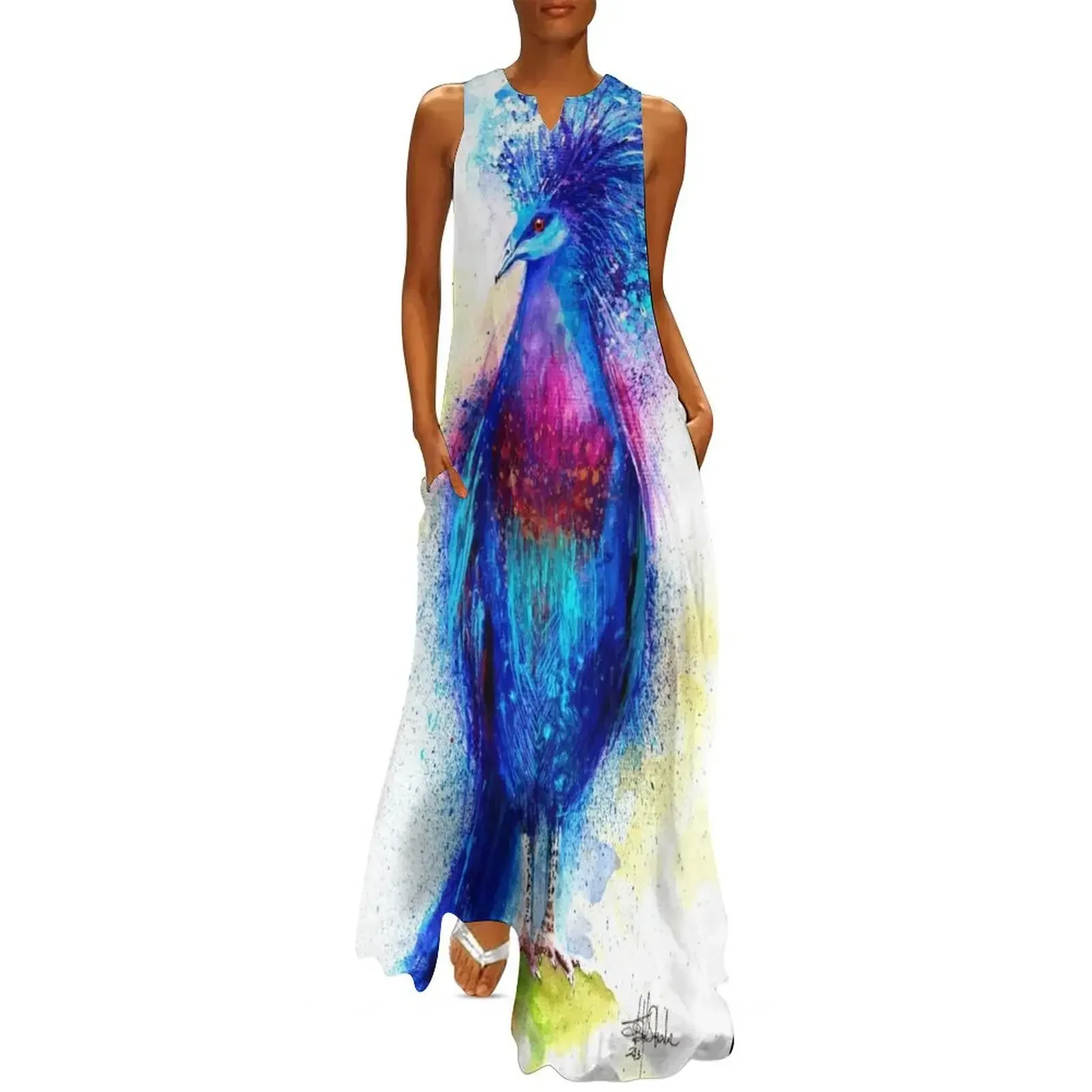 

Blue Crowned Pigeon Long Dress prom dresses 2025 clothes elegant and pretty women's dresses dress korean style Dress