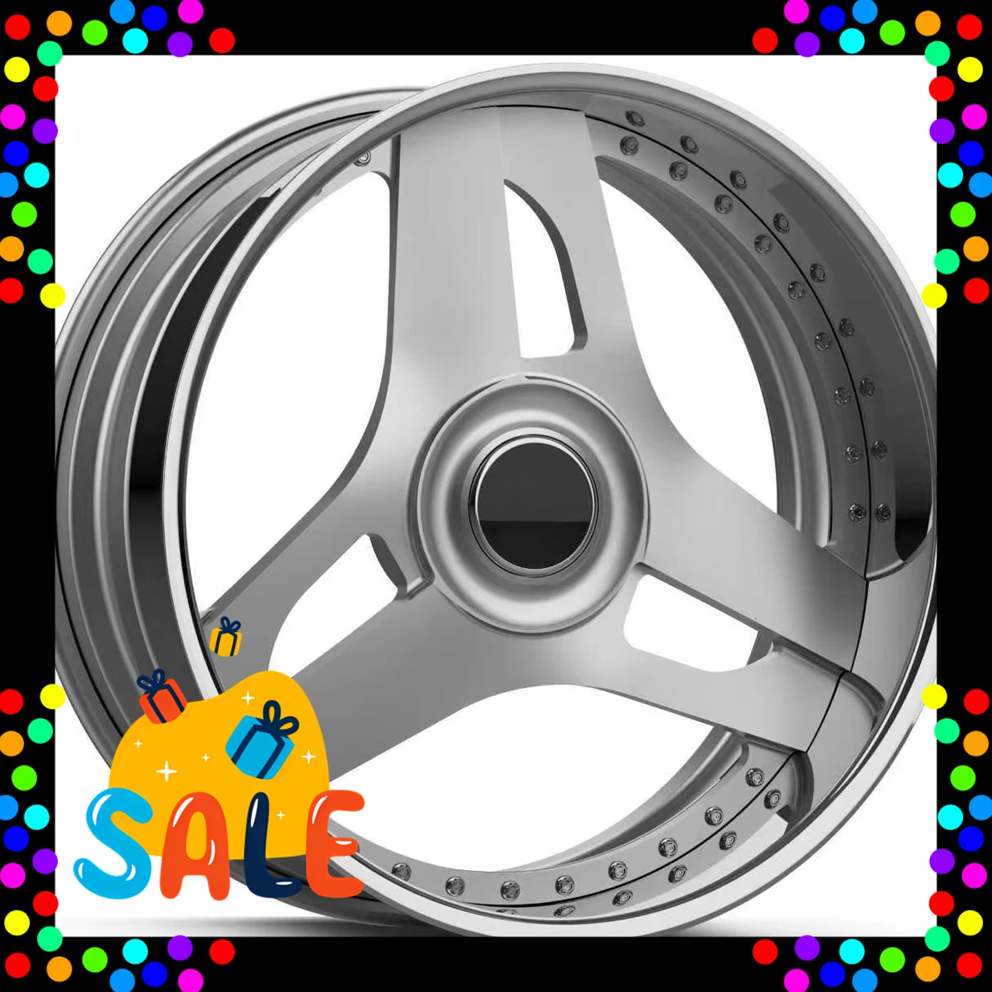 

Hot-selling Chrome Black 2 Piece 3 Spoke Wheel 18 19 20 22 24 26 Inch Rims 5x114.3 5x108 6x139.7 Wheels for Bmw Vw Benz Audi