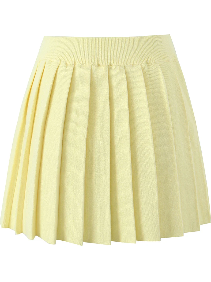 

Американская трикотажная плиссированная юбка в стиле ретро с эластичной резинкой на талии для женщин, универсальная юбка с высокой талией для похудения