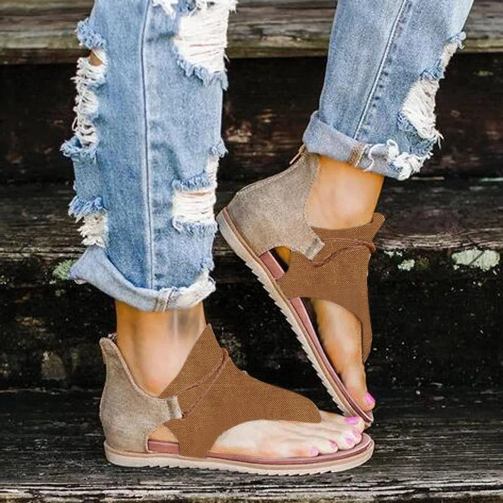 Sandali estivi da donna retrò bohémien Casual Beach T-Strap sandali aperti romani Chaussure Femme Sapatos feminininos Zapatos Mujer