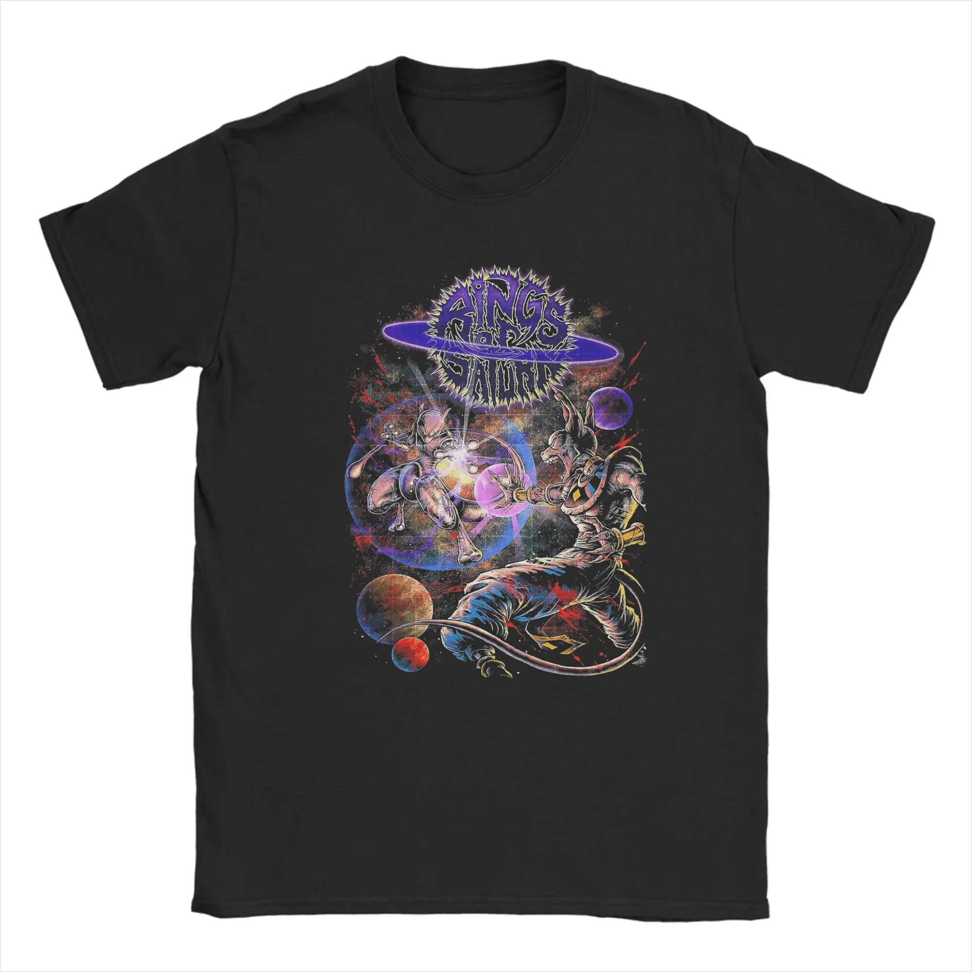 Vintage Rings of Saturn Band T-Shirt for Men Round Neck Pure Cotton T Shirt  Short Sleeve Tee Shirt New Arrival Clothes