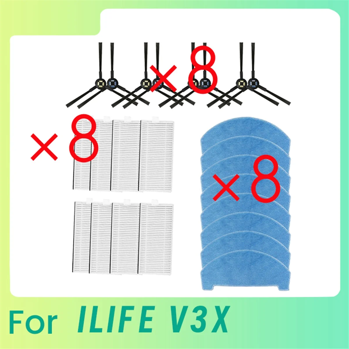 

A76Z 24 Pcs Side Brush Mop Filter for V3X Sweeping Robot Cleaner Parts Replacement