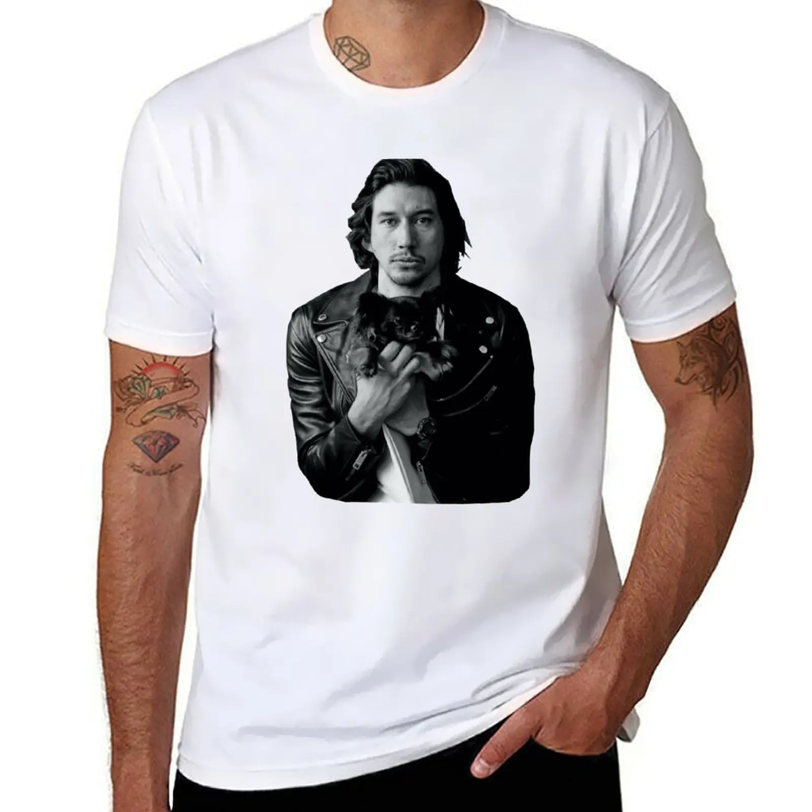 

Adam Driver with dog T-Shirt t shirts for man pack cotton t shirts for man graphic funny T-Shirt