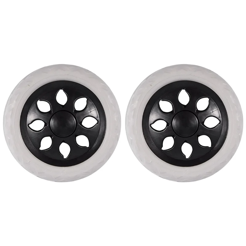 New 2 PCS Black White Plastic Core Foam Shopping Trolley Cartwheel Casters