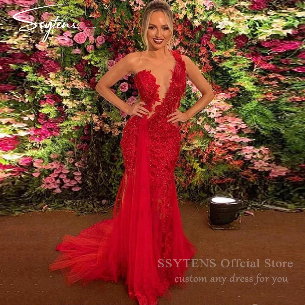 

SSYTENS сексуальное красное платье для выпускного вечера на одно плечо с аппликацией вечернее платье русалки для женщин торжественное вечернее платье по индивидуальному заказу Robes De Soirée