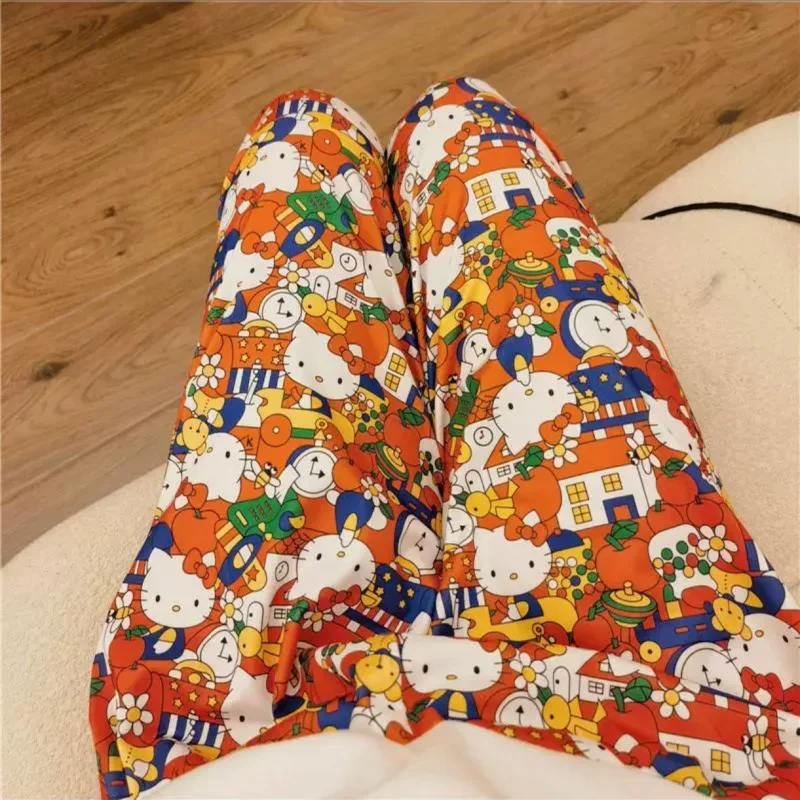 New Sanrio Hello Kitty Kuromi Pajama Pants Y2k Size Cartoon Loose Fitting Casual Couple Pants Trousers Women Kawaii Birthday