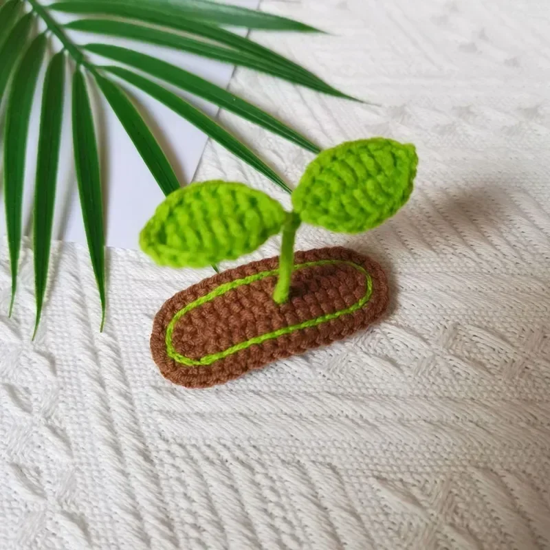 Korean Wool Green Bean Sprout Hair Clips for Girls,Funny Hair Clips,Kids Kawaii Pins,Handmade Knitting Decorations