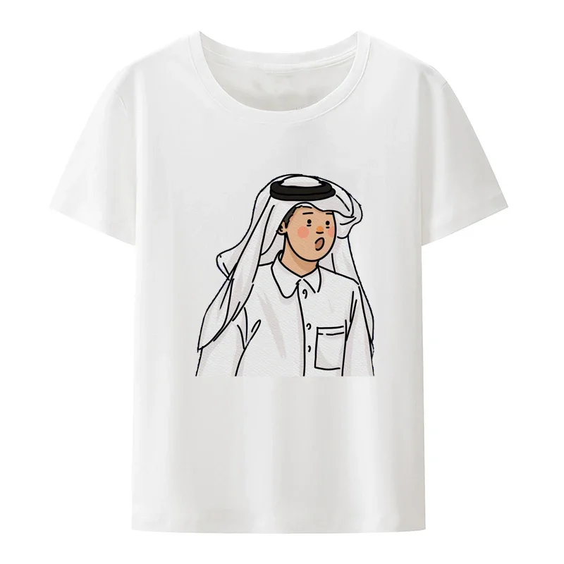 Prince of Qatar Creative Printed T-shirt Abdulrahman Fahad Al Thani Cartoon O-neck Men's and Women's Casual Wear Camisetas