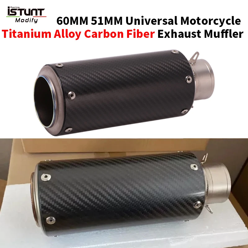 Universal Motorcycle Exhaust Titanium Alloy Escape Moto Ending Pipe Modified Carbon Fiber Muffler For ninja400 650 rc390 ER6n