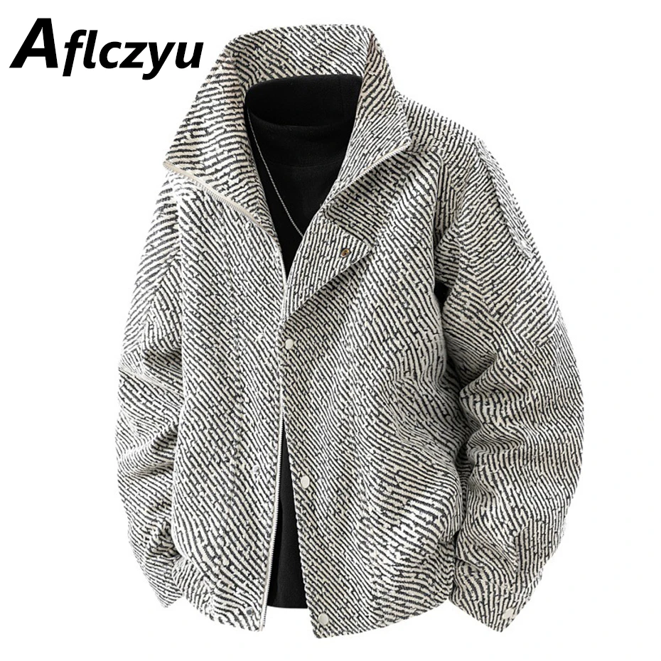 

Vintage Stripe Jacket Men Fashion Casual Lapel Jacket Coat Male