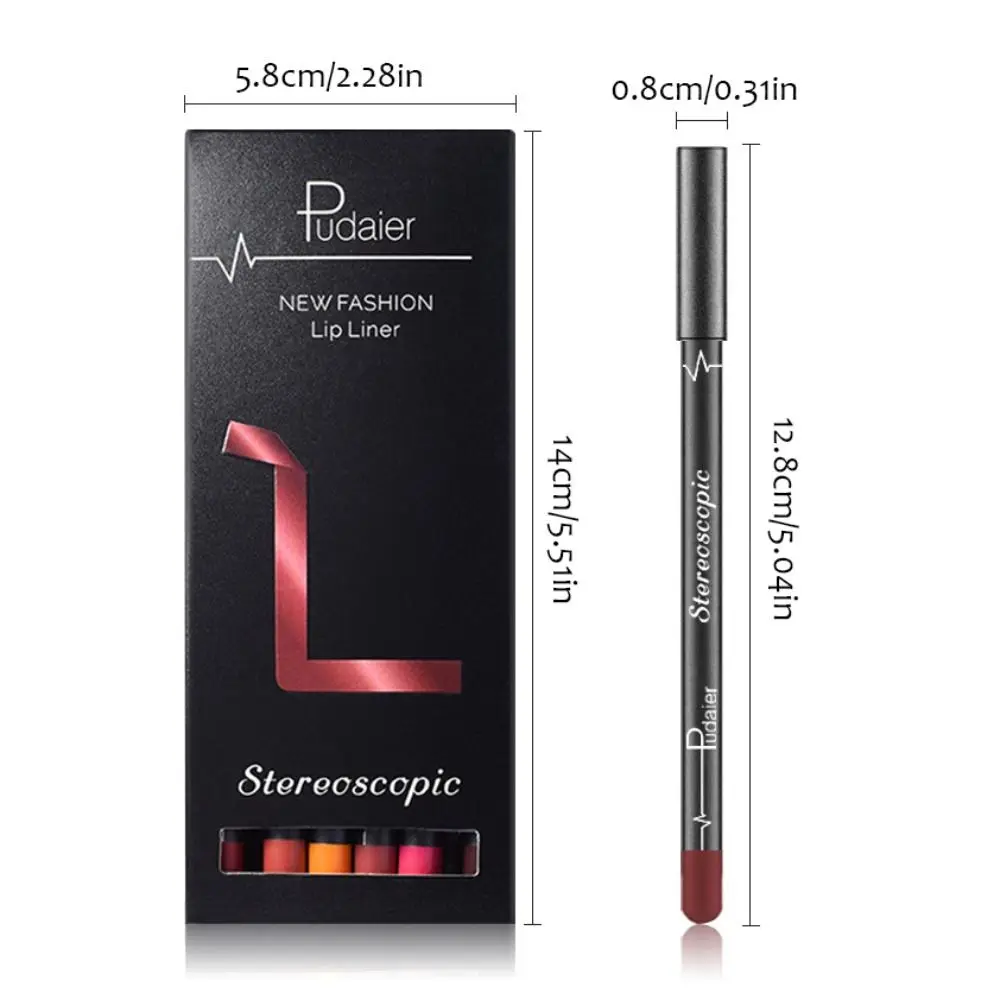 Waterproof Lipliner Pen Set, Matte, Maquiagem, Nu, Brown, Lip Liner, Lápis, Hidratar, Longa Duração, Contorno, Tint Batom, Presente, Moda