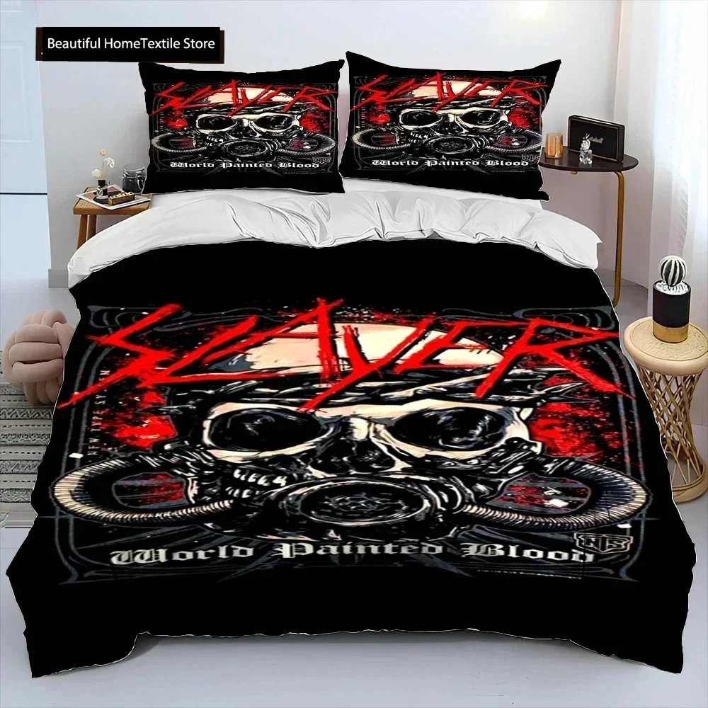 Slayer Heavy Metal Band Music Bedding Set Boys Girls Twin Queen Size Duvet Cover Pillowcase Bed Adult Fashion Home Textileextile