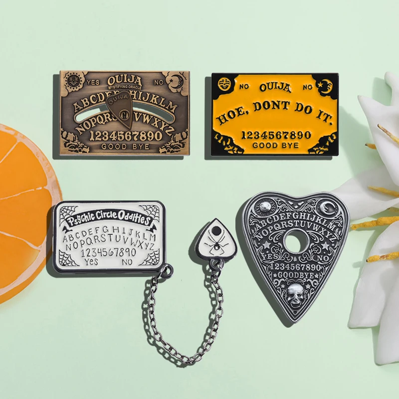 Ouija مجلس المينا دبابيس نعم أو لا الشمس والقمر روح الصوفي دبابيس شارة التلبيب هالوين الشرير القوطية مجوهرات هدية للأصدقاء