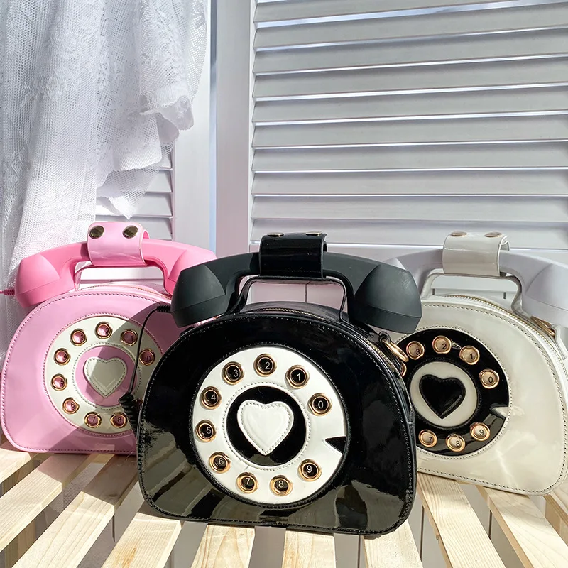 Fashion Women's Bag 2026 Personality Telephone Crossbody Bag Funny Girls Shoulder Bag High Quality PU Leather Kids Handbag Сумка