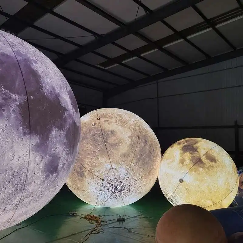 

Giant Iatable Moon Ball With LED Lights PVC Airtight Planet Balloon For Event Party Show Stage Decoration Advertising Hanging