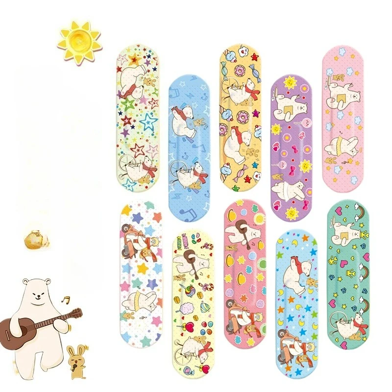 

100Pcs/Set Cartoon Band Aid PU Waterproof Kids Plasters First Aid Wound Dresing Patch Tape Strip Cute Adhesive Bandages