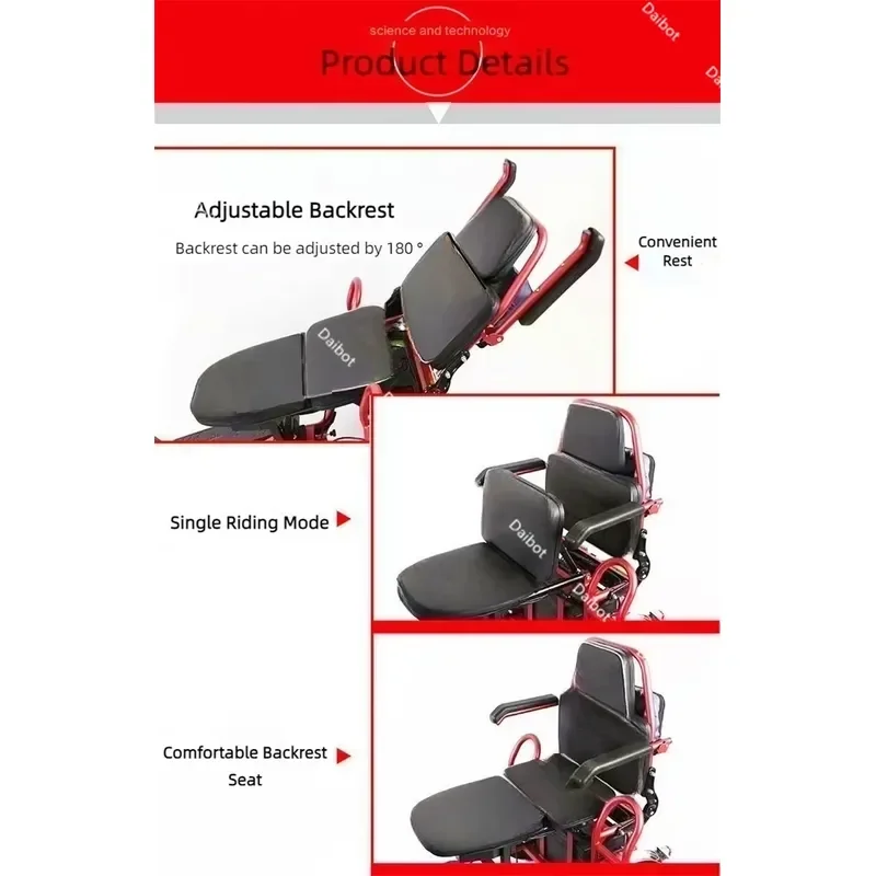 Folding Electric Scooter for Adults 3 Seats for Senior Family Dual Motor 350W x 2 Small Electric Tricycle with Backrest view 5