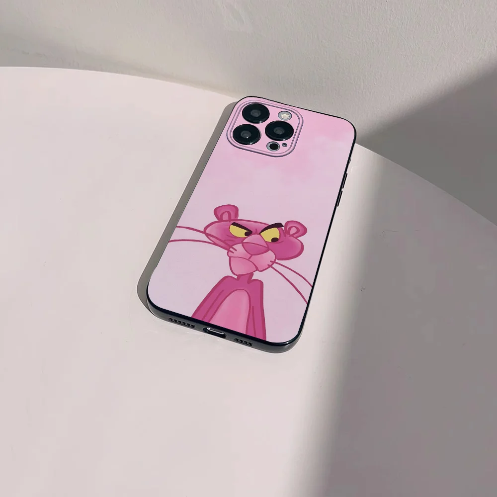 Pink Panther Phone Case Phone Case For IPhone 16 15 14 13 Pro Max 11 12 Mini X Xs XR Se 2022 Black Silicone Cover