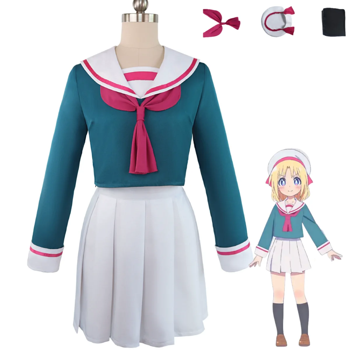 

Anime Cultural Exchange with Game Center Girl Lily Becca Cosplay Costume Sailor JK Uniform Blue Shirt Skirt Woman Sexy Party Set