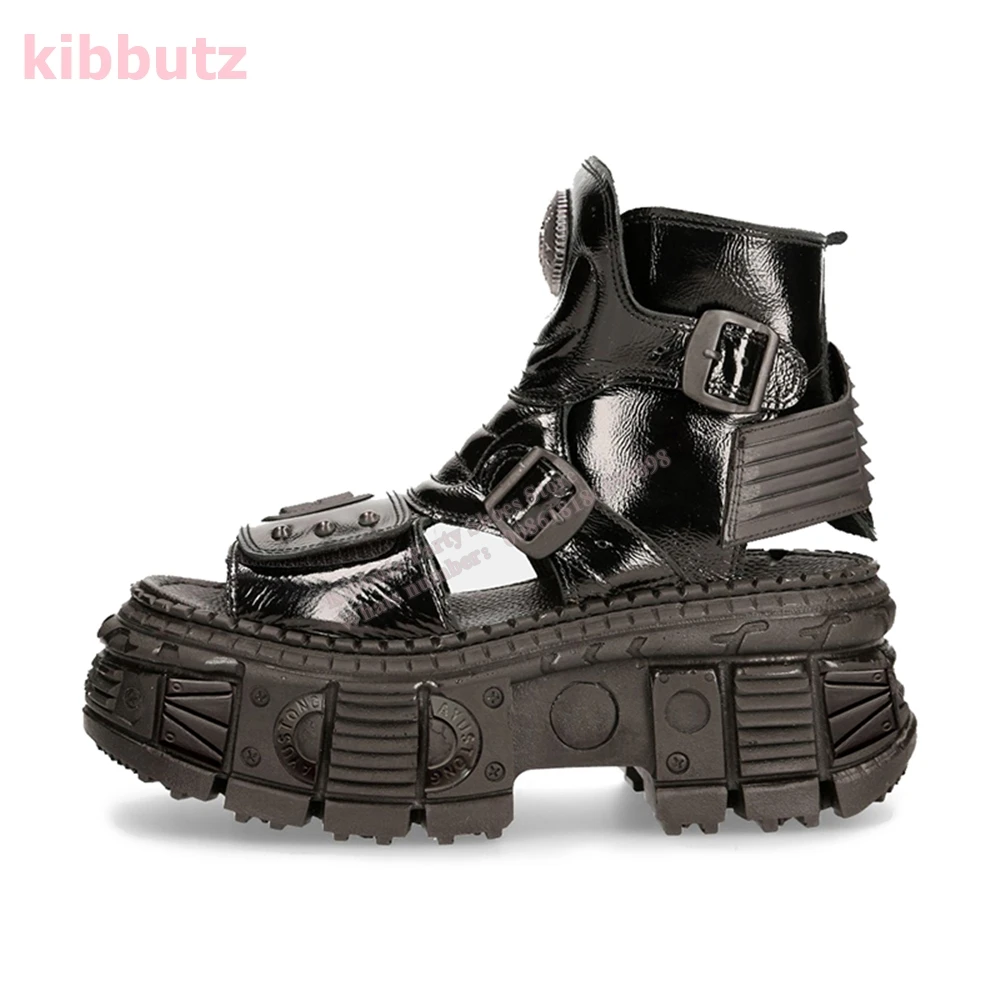 Punk Sandals Boots Rock Gothic Dark Style Y2k Thick Bottom Round Toe Belt Buckle Ankle Strap Fashion Sexy Concise Shoes Newest