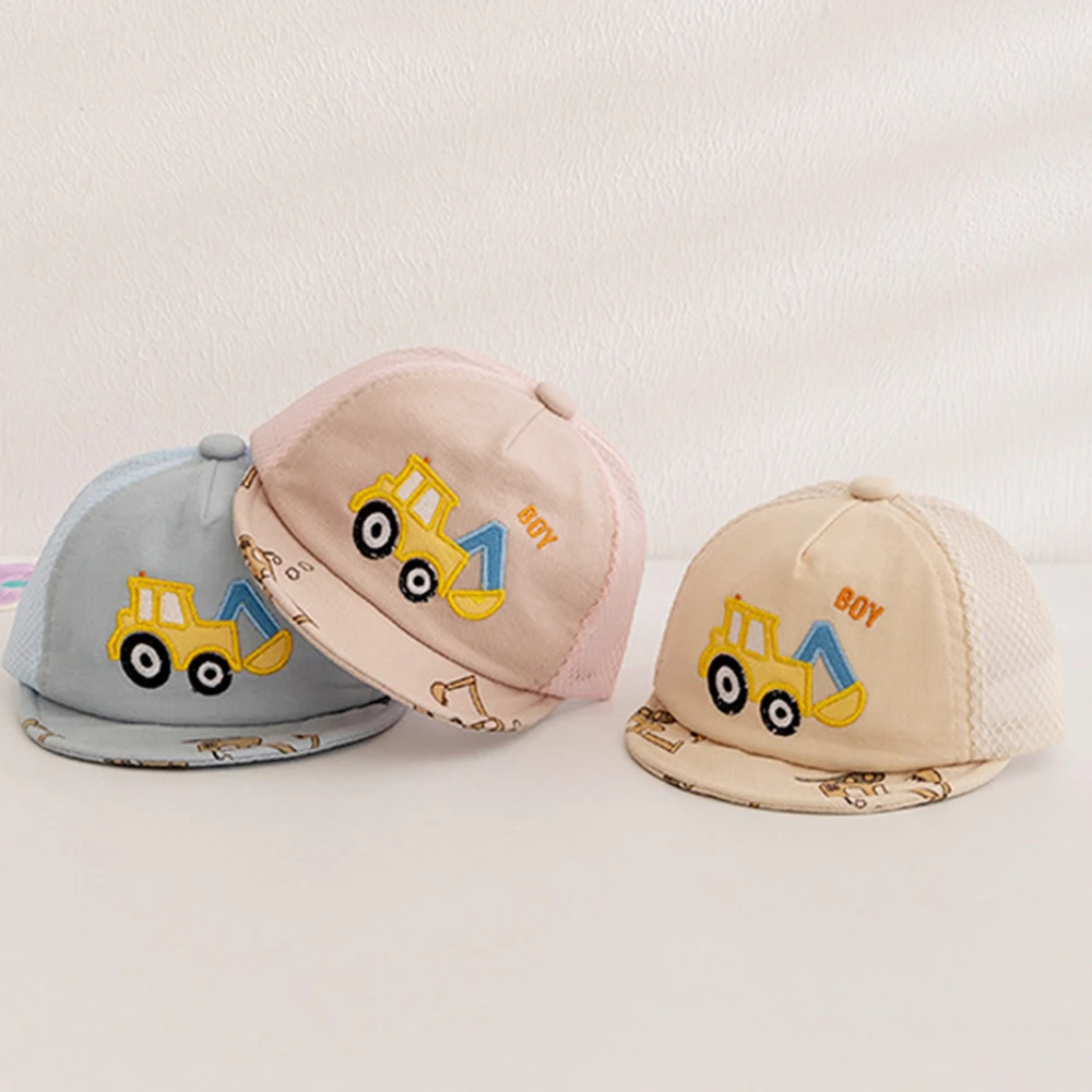 Summer Baby Hat Korean Cartoon Car Boy Baseball Cap Outdoor Travel Sun Protection Baby Hat For Kids 3-12 Month